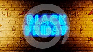Black friday neon sign banner in blue