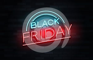 Black Friday Neon text on brickwall