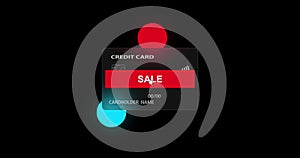 Black Friday and Neutral credit card on on black transparent background with glass morphism effect. The concept of