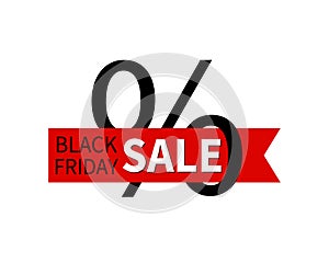 Black friday percent sale tag. Vector special logo for holiday deal. Present offer icon for promotion. Discount stamp for banner