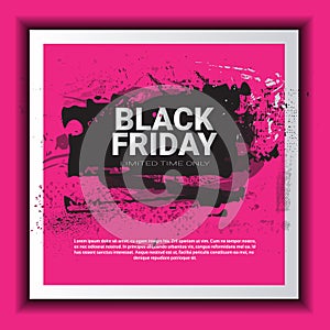 Black Friday Poster Over Grunge Background, Special Sale Banner, Shopping Promotion And Discount Concept