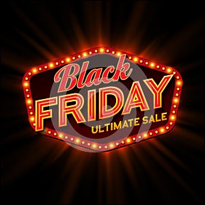 Black Friday retro light frame. Vector