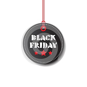 Black Friday Round Tag Isolated Big Holiday Sale Icon Design