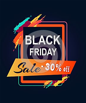 Black Friday Sale 30 Off Text in Rectangular Frame