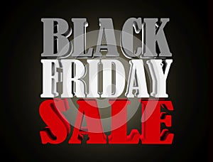 Black friday sale 3d text render isolated on black