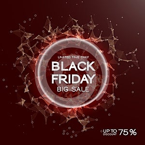Black Friday sale abstract background. Futuristic technology style. Big data. Design with plexus.