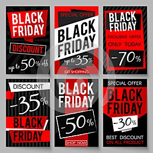 Black Friday sale advertising posters vector template with best price and offer photo