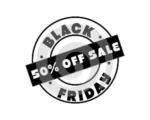 Black Friday Sale badge with handmade lettering, calligraphy and light background for logo, banners, labels, prints, posters, web