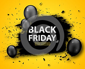 Black Friday Sale. Balloons and grunge banner