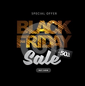 Black friday sale banner on abstract dark black background