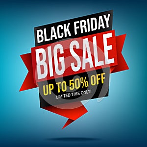 Black Friday Sale Banner on Blue Background