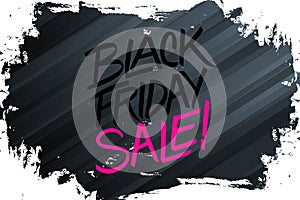 Black Friday Sale banner with brush stroke background and hand lettering text design for discount shopping.