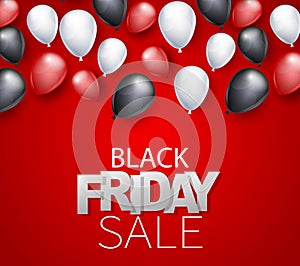 Black Friday Sale banner design template. Big discount advertising promo concept with balloons and typography text. Website or mag