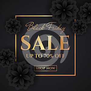 Black friday sale banner with flowers.