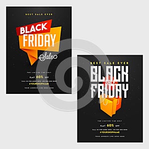 Black Friday sale banner or flyer design in two different styles