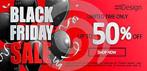 Black Friday Sale banner, inviting to shopping.