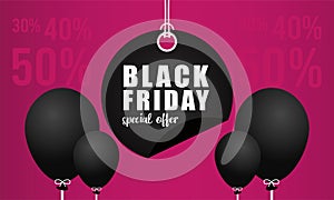 Black friday sale banner with lettering in circular tag
