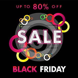 Black friday sale banner with 50% off discount golden label