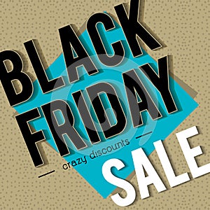 Black friday sale banner on patterned background, vector