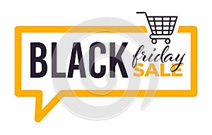 Black friday sale banner with shopping trolley vector