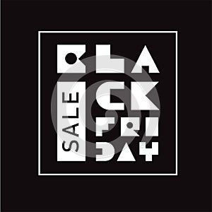 Black Friday sale banner with square block letter vector