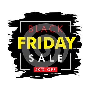 Black friday sale banner with text on brush paint