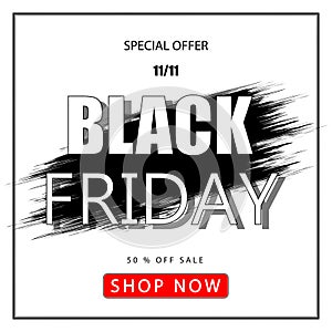 Black friday sale banner on white background