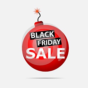 Black friday sale, bomb vector illustration
