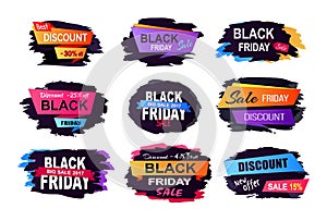 Black Friday Sale Collection Vector Illustration