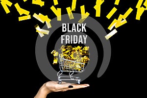 Black Friday sale, cyber Monday concept. Seasonal discount. Hot price. Best deal offer to buy goods.