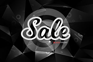 Black Friday sale decoration with abstract polygonal background. Promotional design template.