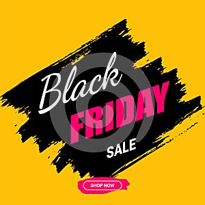 Black Friday Sale design template with shop now button for web banners, posters, landing pages or web sites. Vector illustration