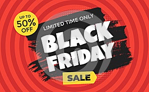 Black friday sale discount clearance banner with brush stroke template concept