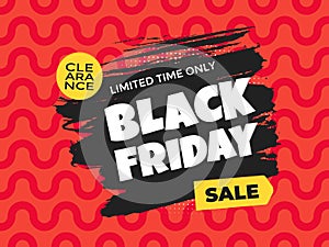 Black friday sale discount clearance banner with brush stroke template concept