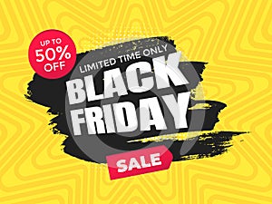 Black friday sale discount clearance banner with brush stroke template concept