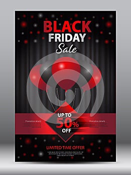 Black Friday Sale Promotion Poster, flyer or banner vector illustration, discont card, marketing brochure