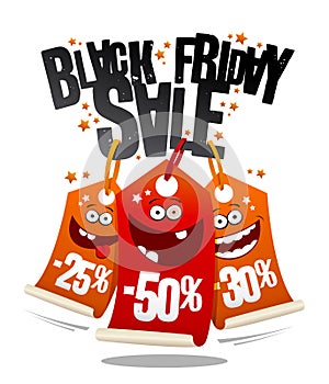 Black friday sale, funny vector banner