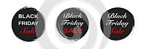 Black friday sale . Grunge tags collection. Black circle banner , black brush stroke. Vector illustration . Set of special offer