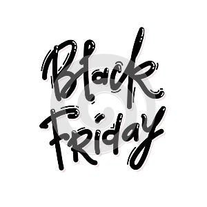 Black Friday Sale hand drawing lettering, calligraphy on white background for logo, banners, labels, badges, prints