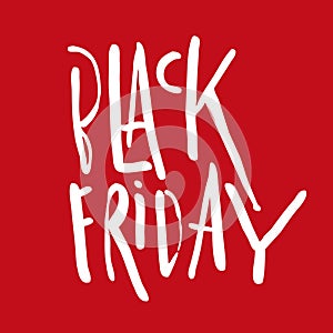 Black Friday Sale handmade lettering, calligraphy on red background for logo or banners.