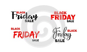 Black Friday sale icon set. Caligraphy text. Vector on isolated white background. EPS 10