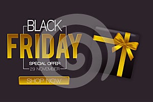 Black Friday sale inscription design template and banner. Discount offer presentation. Creative concept for sales season.