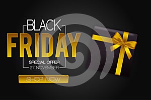 Black Friday sale inscription design template and banner. Discount offer presentation. Creative concept for sales season.