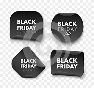 Black Friday sale labels. Different shape ribbon banners collection. Vector price tags