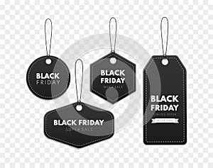 Black Friday sale labels. Different shape ribbon banners collection. Vector price tags