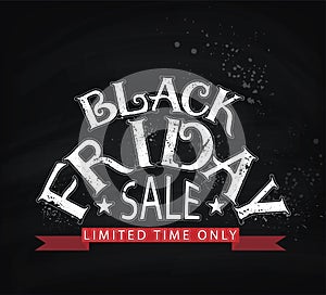 Black Friday sale lettering banner or flyer template. November shopping event advertising layout