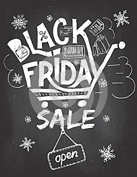 Black friday sale lettering on chalklboard