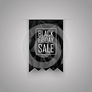 Black friday sale low poly ribbon element