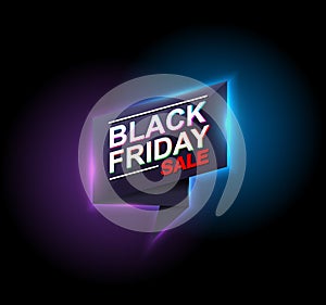 Black friday sale neon vector banners. illustration.