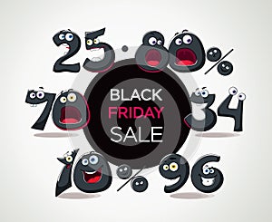 Black Friday sale numbers. Set of black cartoon numbers for sale discount and promotions design.